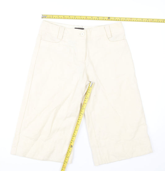 River Island Women’s Beige Wool Blend Cropped Wide-Leg Trousers Size 8