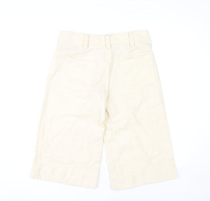 River Island Women’s Beige Wool Blend Cropped Wide-Leg Trousers Size 8