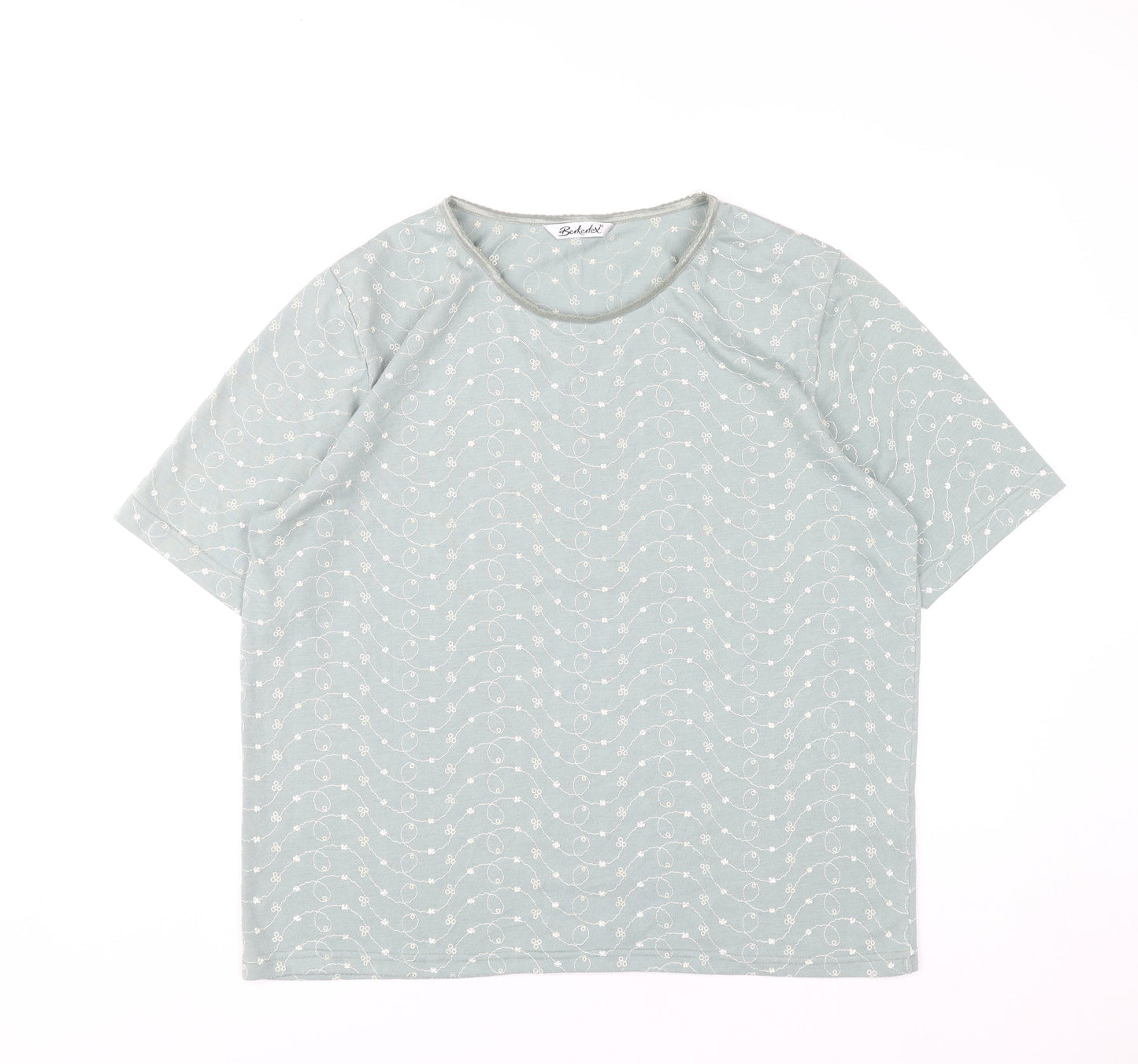 Berkertex Women’s Green Floral Short Sleeve T-Shirt Size 16