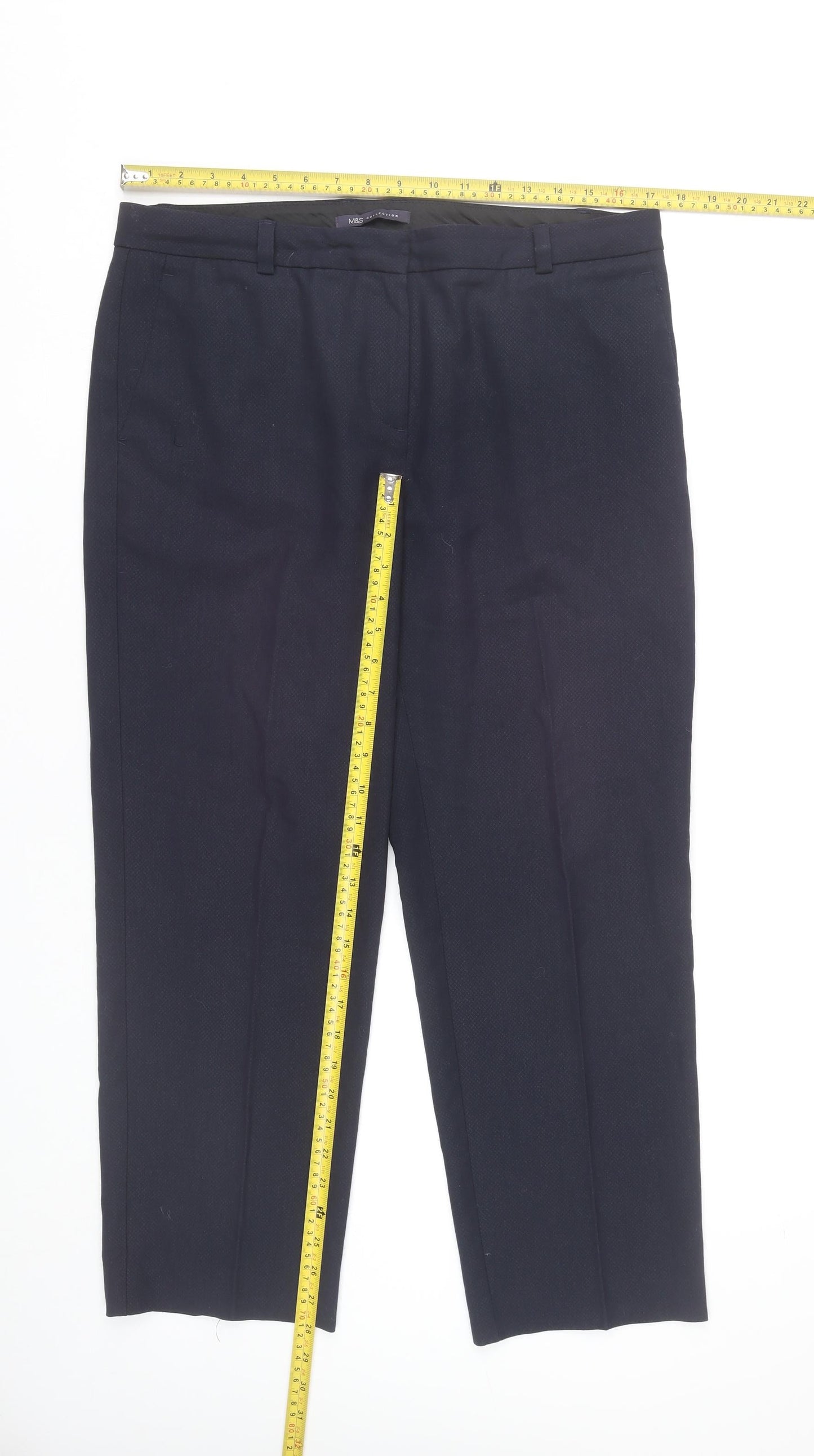 Womens UK Size 14 Marks and Spencer Regular Fit Dress Pants Blue Trousers