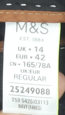 Womens UK Size 14 Marks and Spencer Regular Fit Dress Pants Blue Trousers