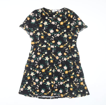 Dorothy Perkins Women’s Black Floral A-Line Dress Size 16