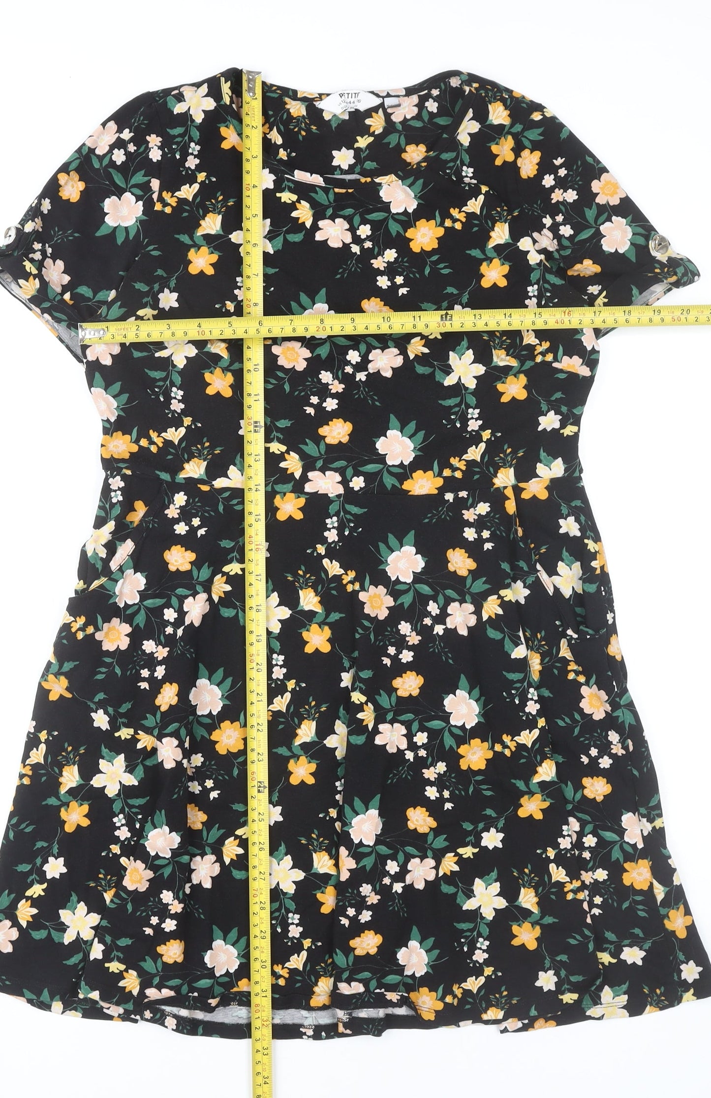 Dorothy Perkins Women’s Black Floral A-Line Dress Size 16