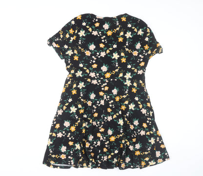 Dorothy Perkins Women’s Black Floral A-Line Dress Size 16