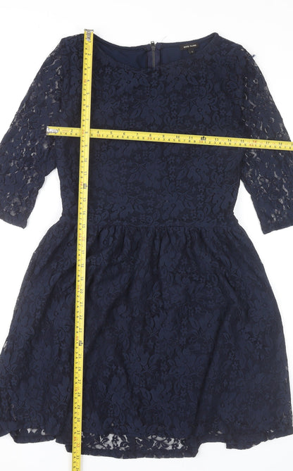 River Island Women’s Blue Lace Fit & Flare Knee Length Dress UK 12