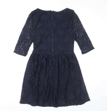 River Island Women’s Blue Lace Fit & Flare Knee Length Dress UK 12