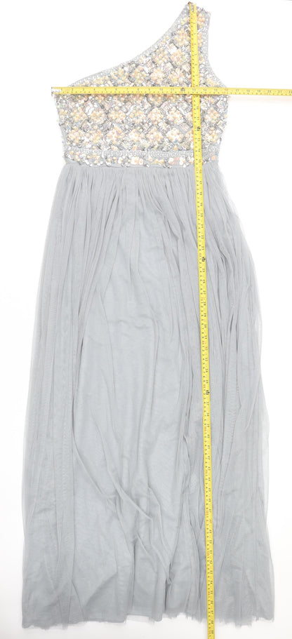 ASOS Women’s Grey Sequin Maxi One Shoulder Formal Dress Size 12