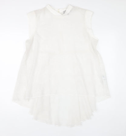 Coast Womens Ivory Size 14 Sleeveless Tunic Blouse High Neck