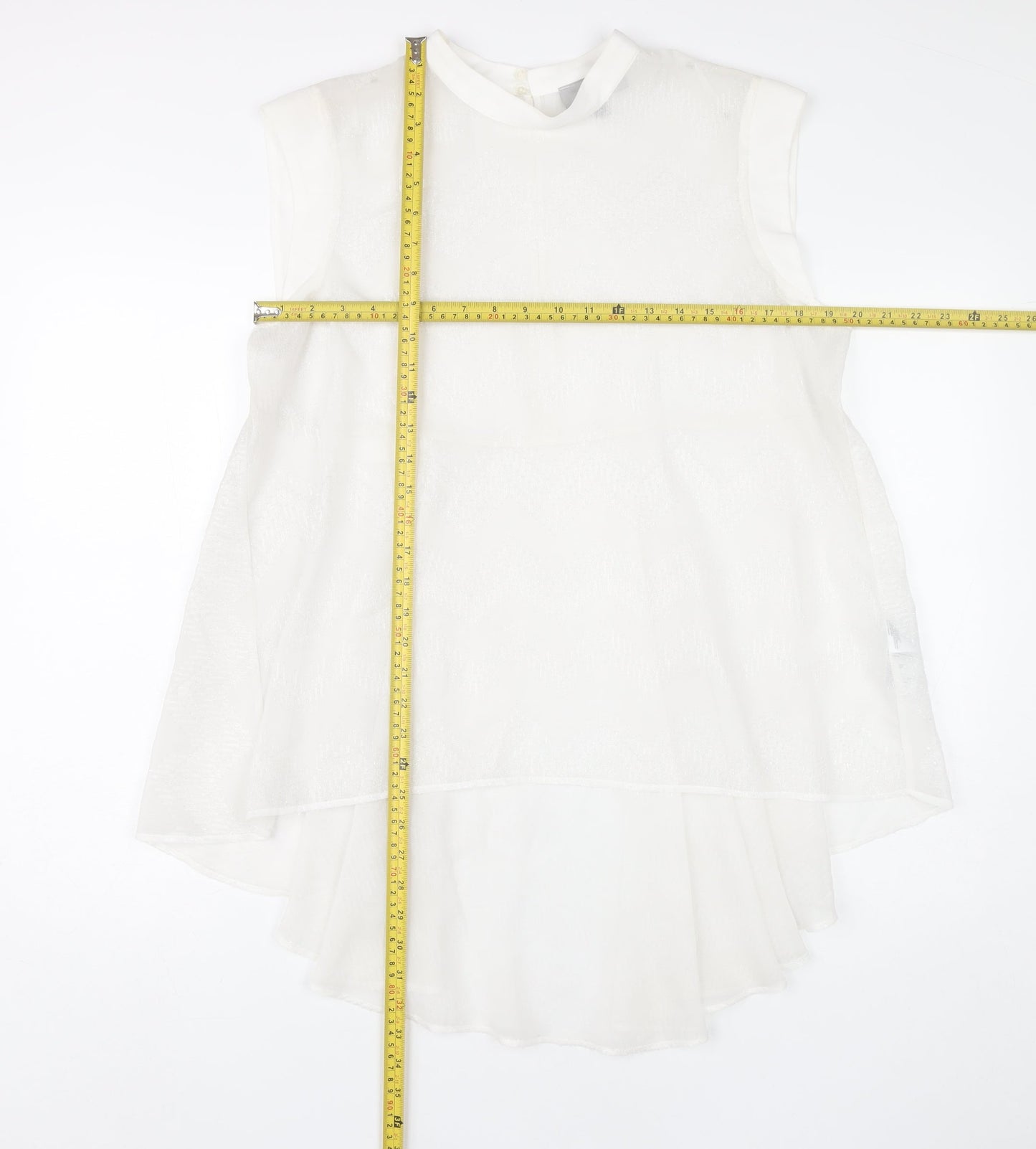 Coast Womens Ivory Size 14 Sleeveless Tunic Blouse High Neck