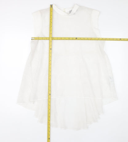 Coast Womens Ivory Size 14 Sleeveless Tunic Blouse High Neck