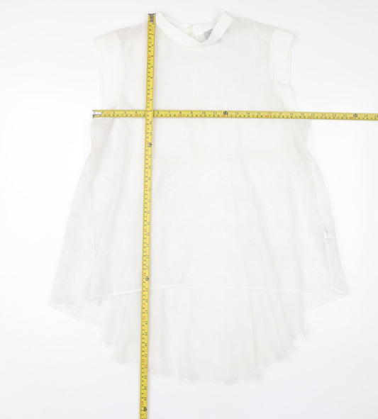 Coast Womens Ivory Size 14 Sleeveless Tunic Blouse High Neck