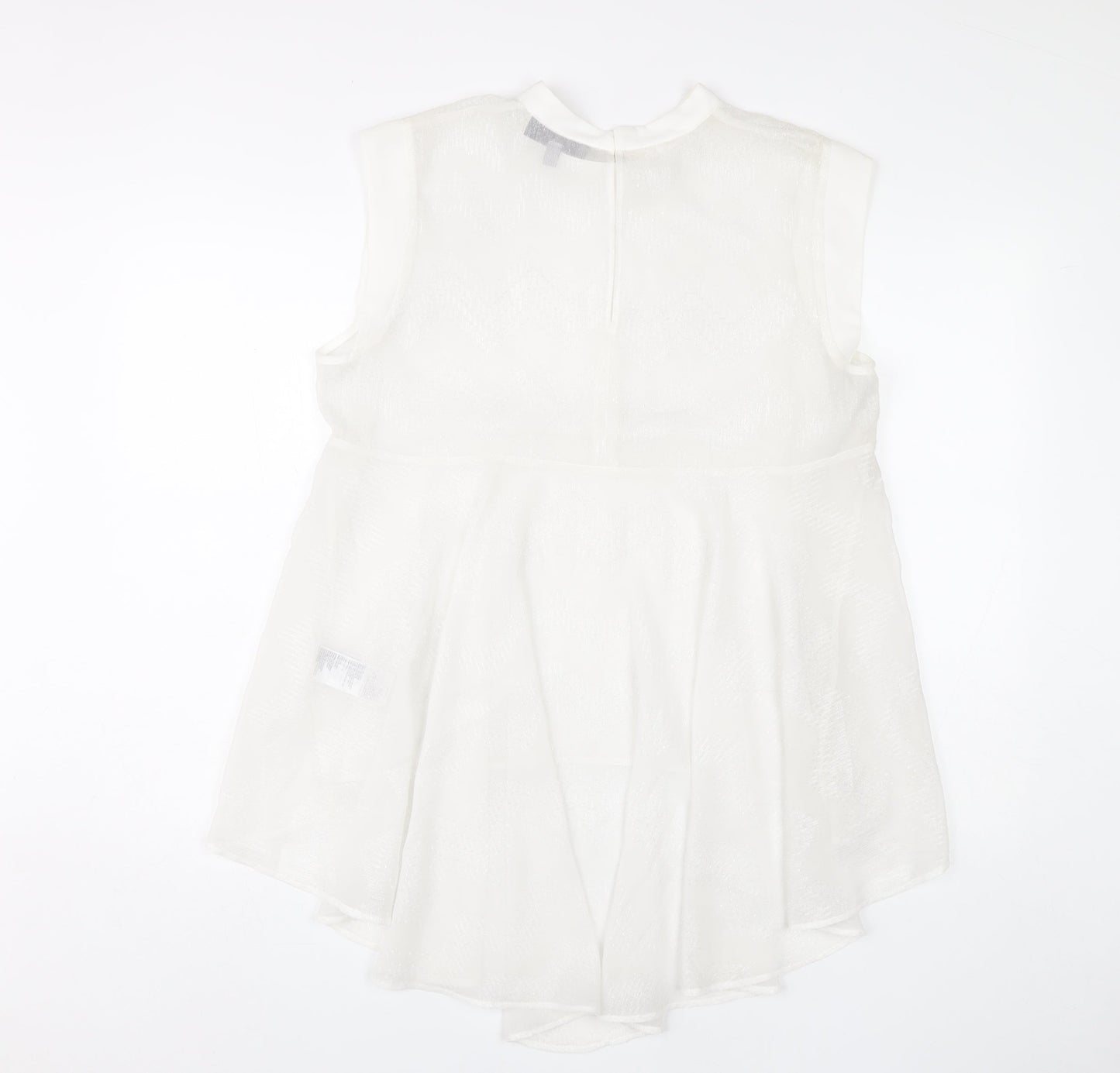 Coast Womens Ivory Size 14 Sleeveless Tunic Blouse High Neck