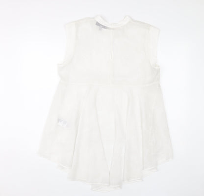 Coast Womens Ivory Size 14 Sleeveless Tunic Blouse High Neck