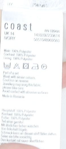 Coast Womens Ivory Size 14 Sleeveless Tunic Blouse High Neck