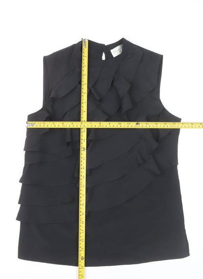 Edina Ronay Women's Black Ruffle Sleeveless Blouse UK 10