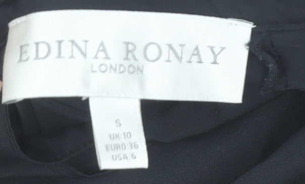 Edina Ronay Women's Black Ruffle Sleeveless Blouse UK 10