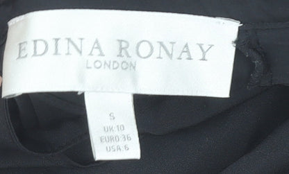 Edina Ronay Women's Black Ruffle Sleeveless Blouse UK 10