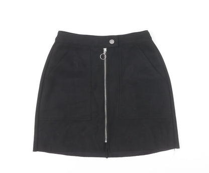 Bershka Women’s Black XS Short Pencil Skirt with Zip