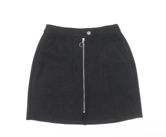 Bershka Women’s Black XS Short Pencil Skirt with Zip