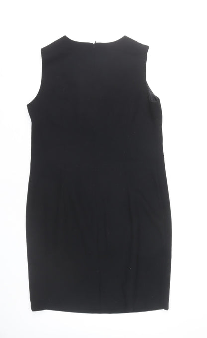 Anne Brooks Petite Womens Black Sheath Dress Size 12 Knee Length
