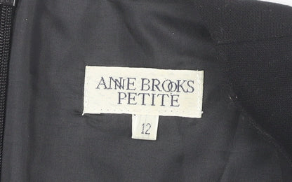 Anne Brooks Petite Womens Black Sheath Dress Size 12 Knee Length