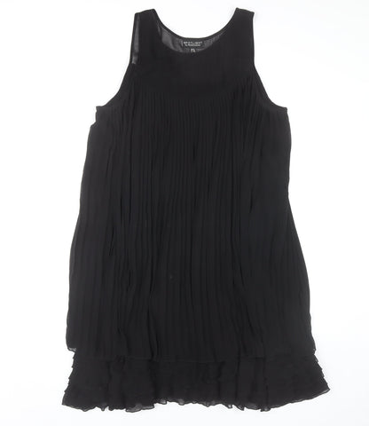 Warehouse Women’s Black Pleated Knee Length Shift Dress Size 14