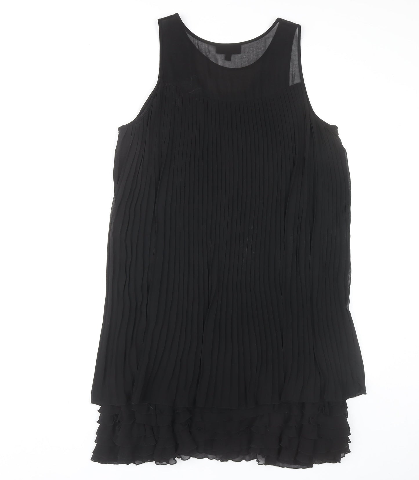 Warehouse Women’s Black Pleated Knee Length Shift Dress Size 14