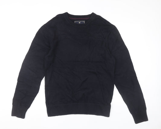 Howick Men's Black Cotton Crew Neck Jumper Size M Classic Pullover