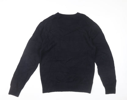 Howick Men's Black Cotton Crew Neck Jumper Size M Classic Pullover
