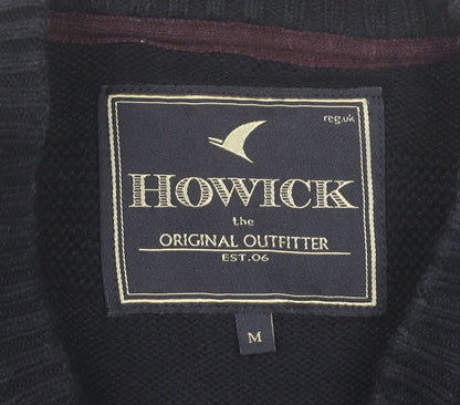 Howick Men's Black Cotton Crew Neck Jumper Size M Classic Pullover