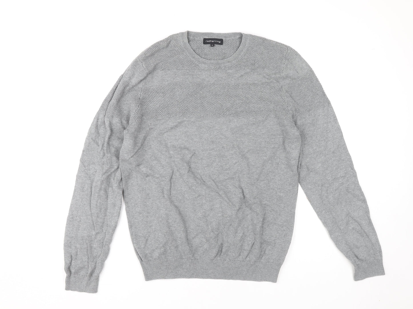 Red Herring Men's Grey Cotton Crew Neck Pullover Jumper M