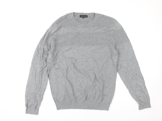 Red Herring Men's Grey Cotton Crew Neck Pullover Jumper M