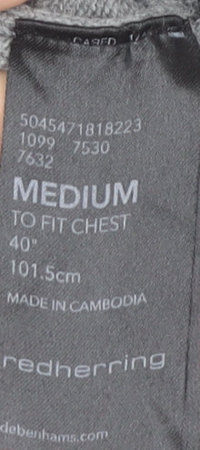 Red Herring Men's Grey Cotton Crew Neck Pullover Jumper M