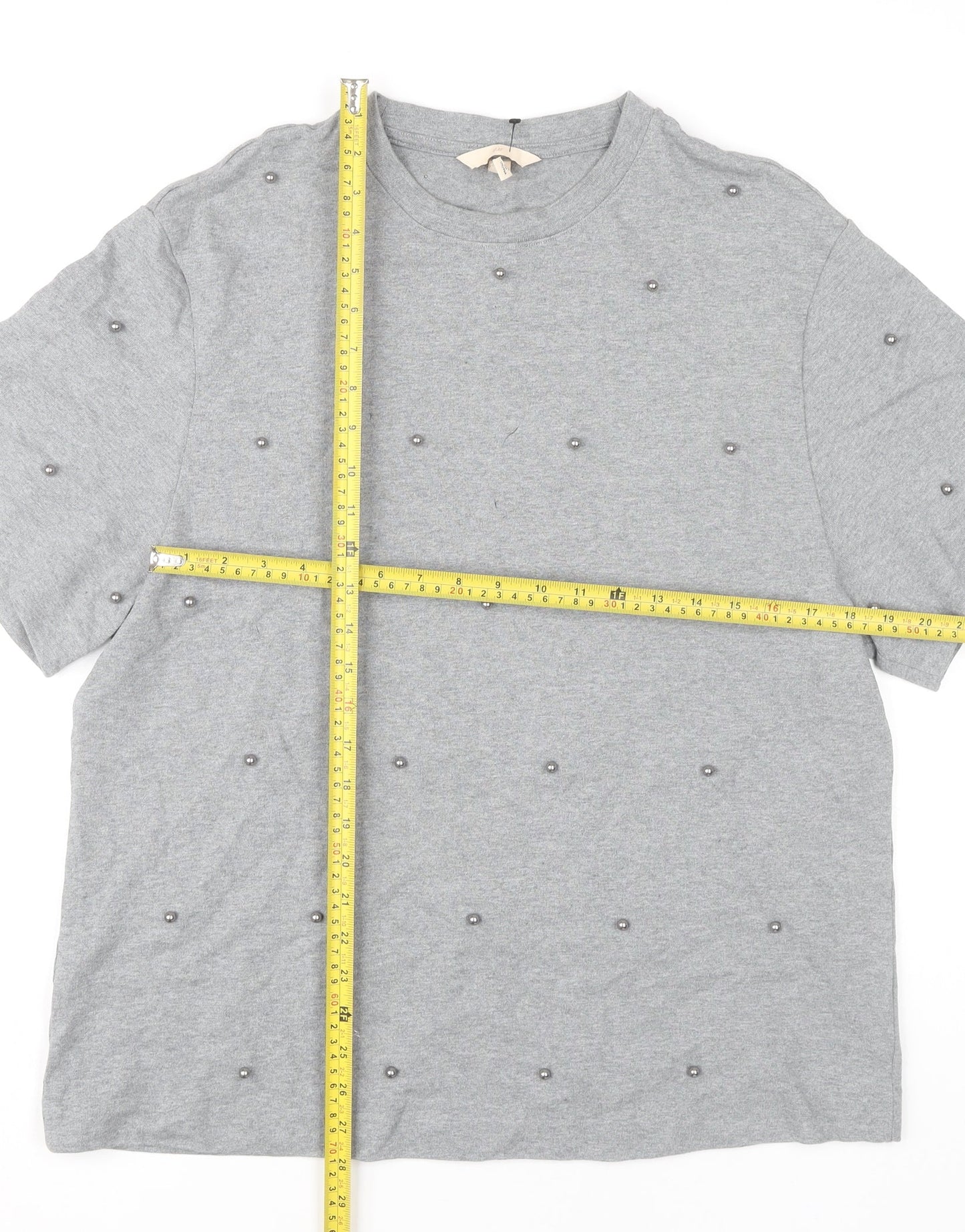 Womens UK Size 12 H&M Grey Basic T-Shirt