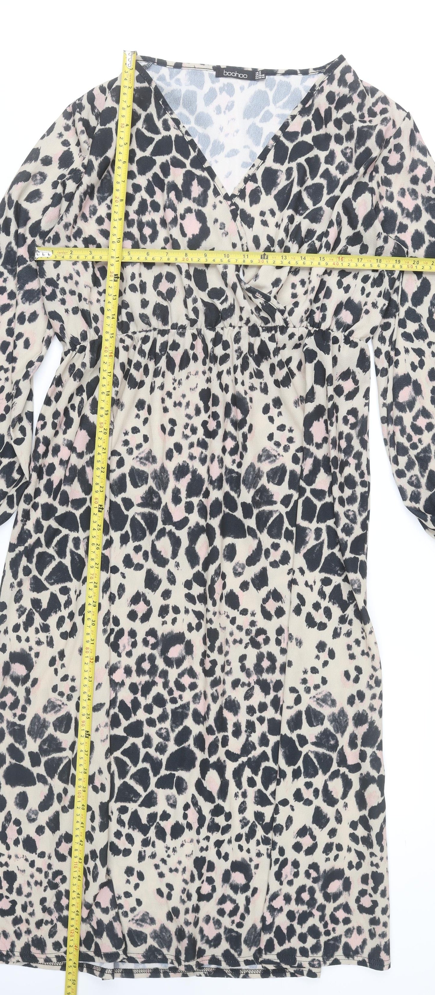 Boohoo Women’s Multicoloured Animal Print Wrap Dress Size 18