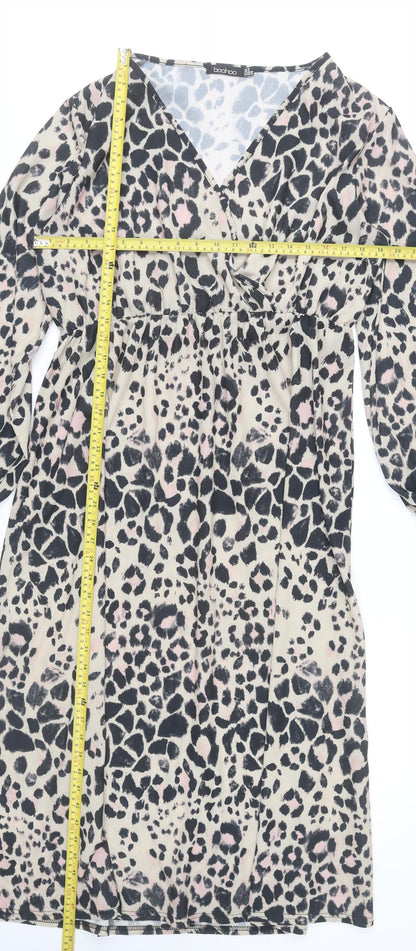 Boohoo Women’s Multicoloured Animal Print Wrap Dress Size 18