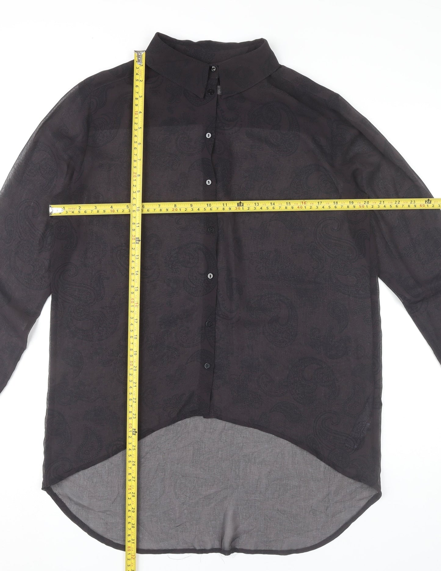 Womens UK Size 10 Zara Black Basic Button-Up