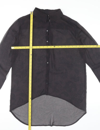 Womens UK Size 10 Zara Black Basic Button-Up