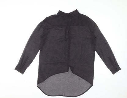 Womens UK Size 10 Zara Black Basic Button-Up