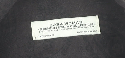 Womens UK Size 10 Zara Black Basic Button-Up