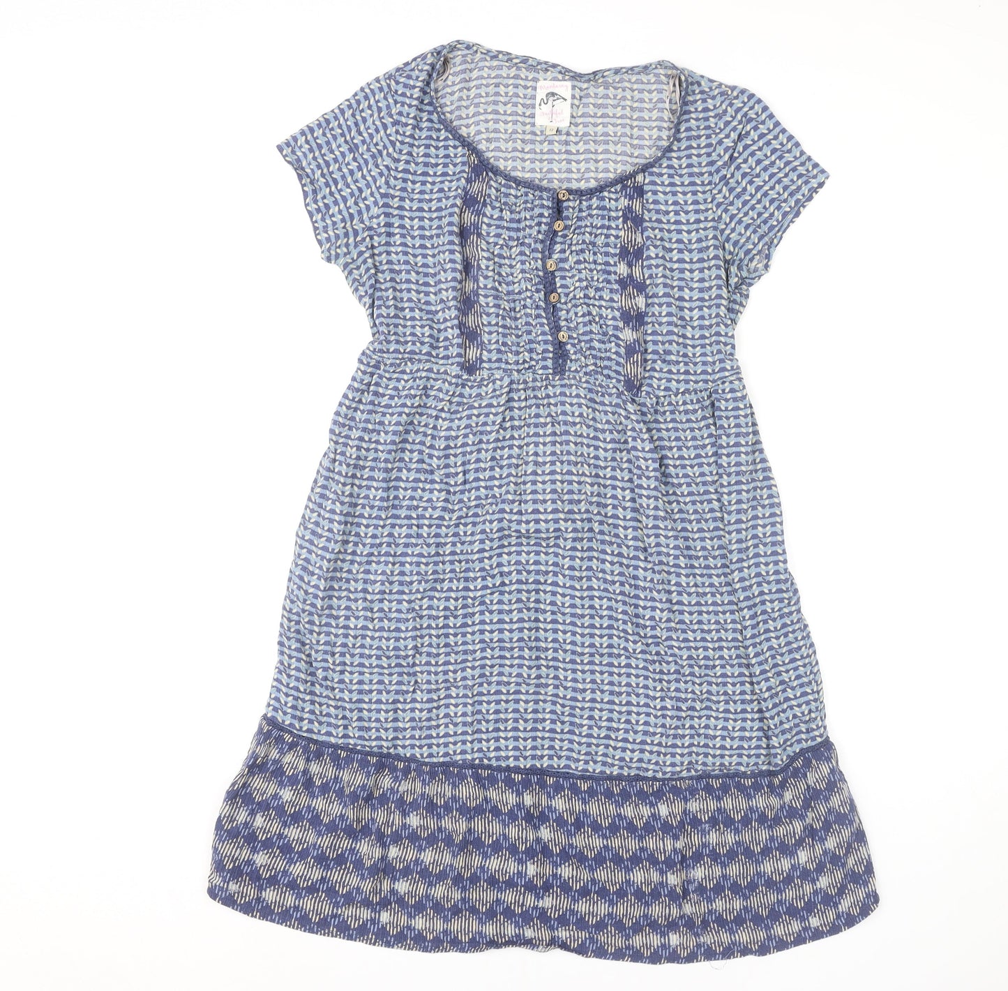 Mantaray Women’s Blue Geometric Knee Length Shift Dress Size 12