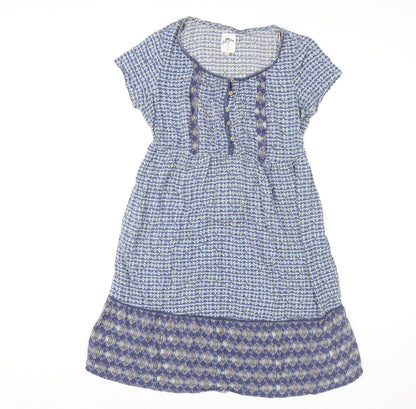 Mantaray Women’s Blue Geometric Knee Length Shift Dress Size 12