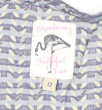 Mantaray Women’s Blue Geometric Knee Length Shift Dress Size 12