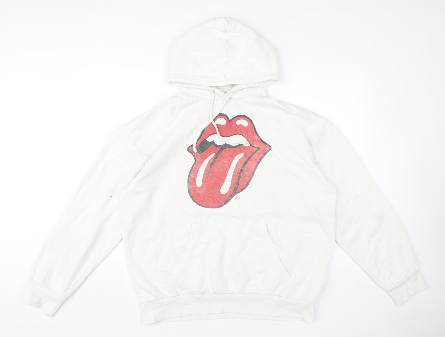 Womens UK Size XL Pull&Bear White Pullover Hoodie