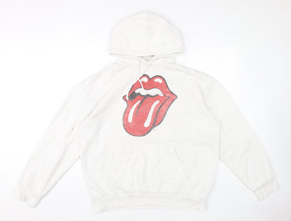Womens UK Size XL Pull&Bear White Pullover Hoodie