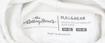 Womens UK Size XL Pull&Bear White Pullover Hoodie