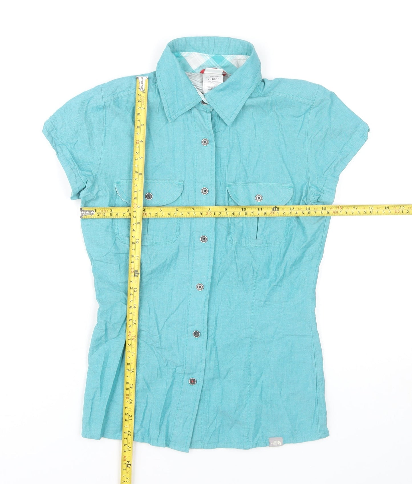 Womens UK Size XS The North Face Blue Basic Button-Up