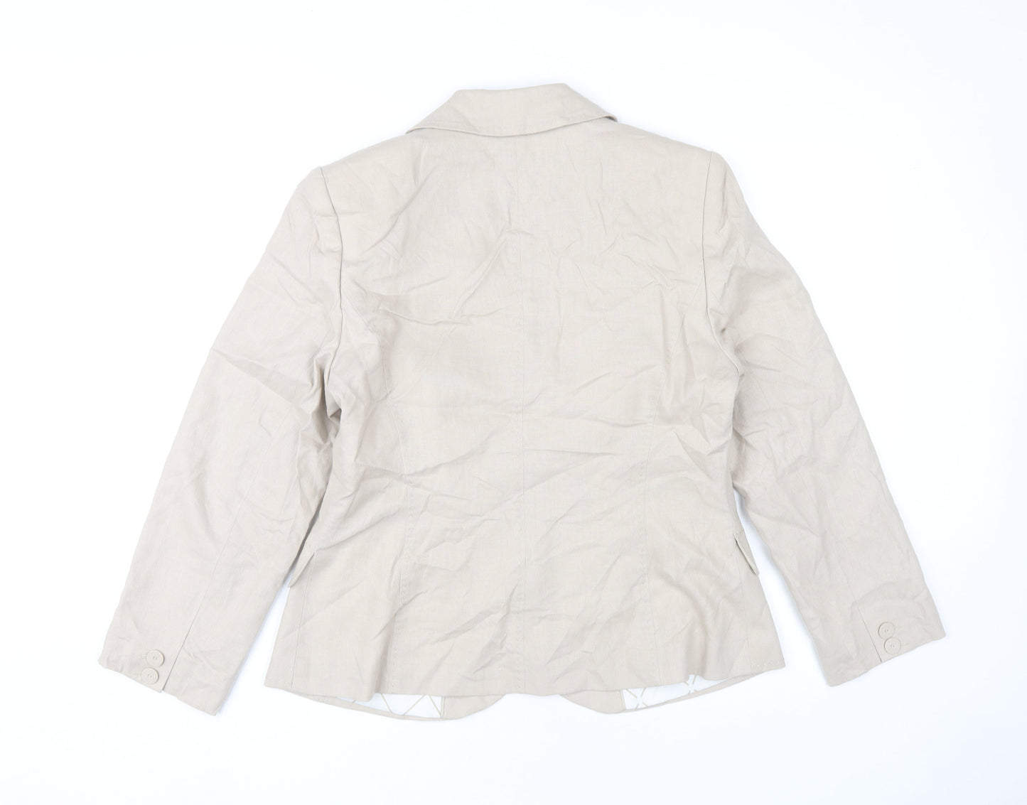 Marks and Spencer Women's Beige Linen Blend Blazer UK 14