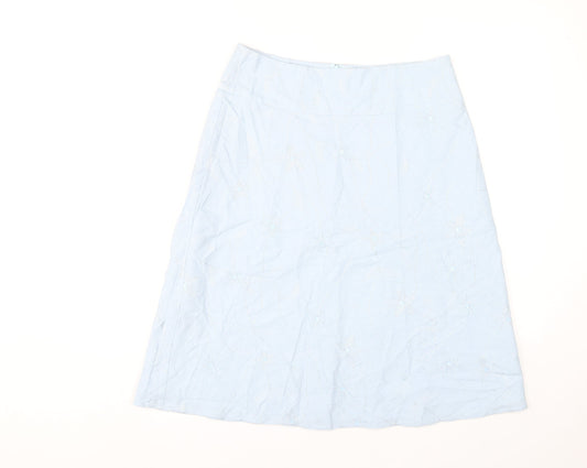 New Look Womens Blue Size 12 A-Line Knee Length Skirt
