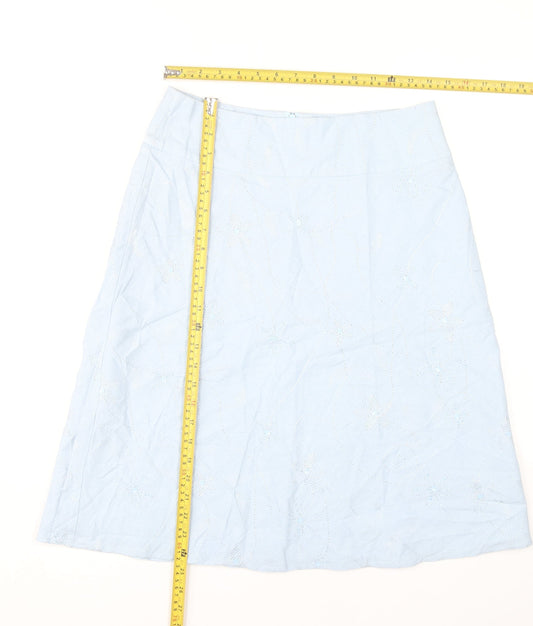 New Look Womens Blue Size 12 A-Line Knee Length Skirt